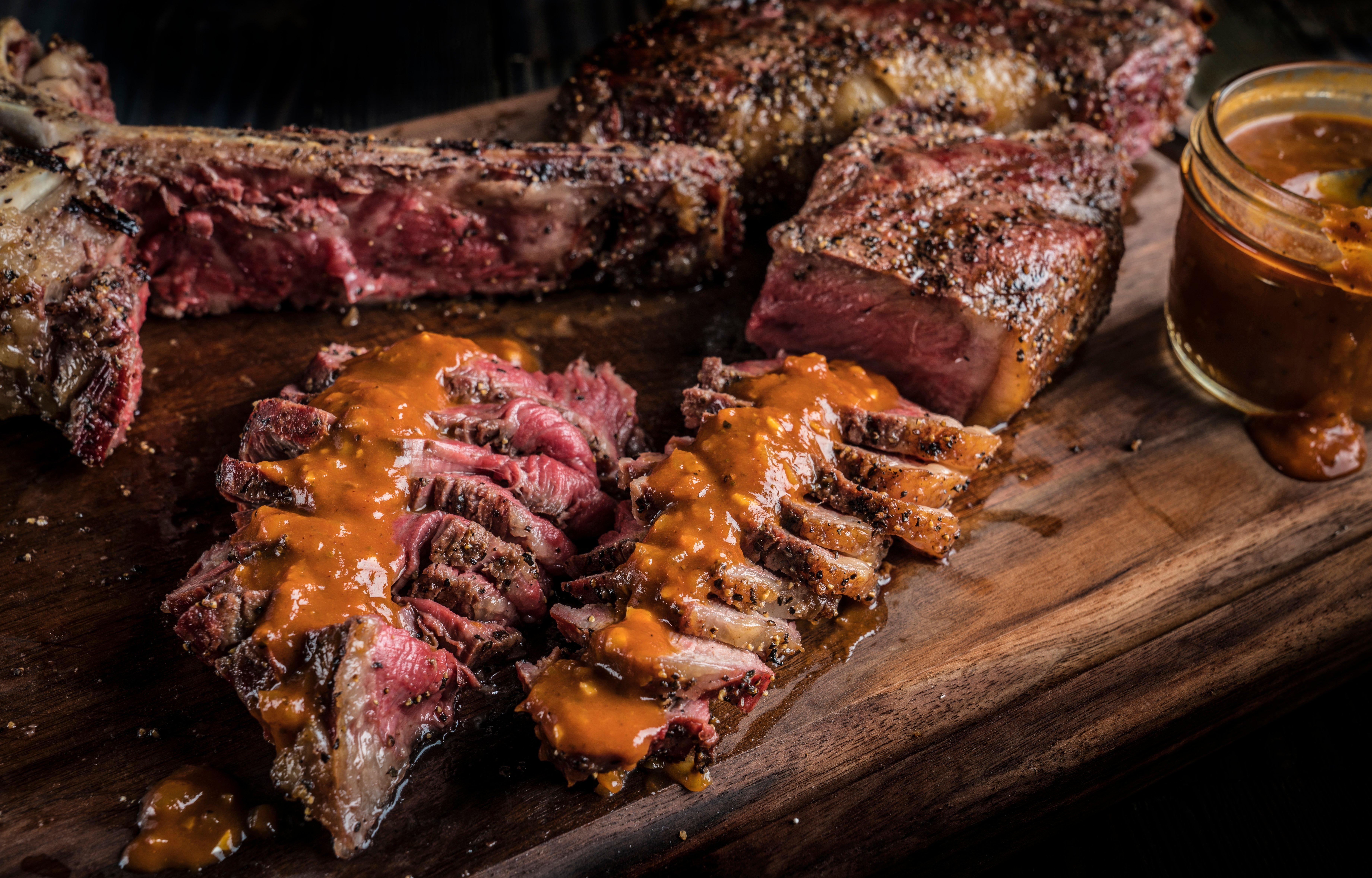Grilled TBone Steaks with Bloody Mary Steak Sauce Recipe Traeger Grills